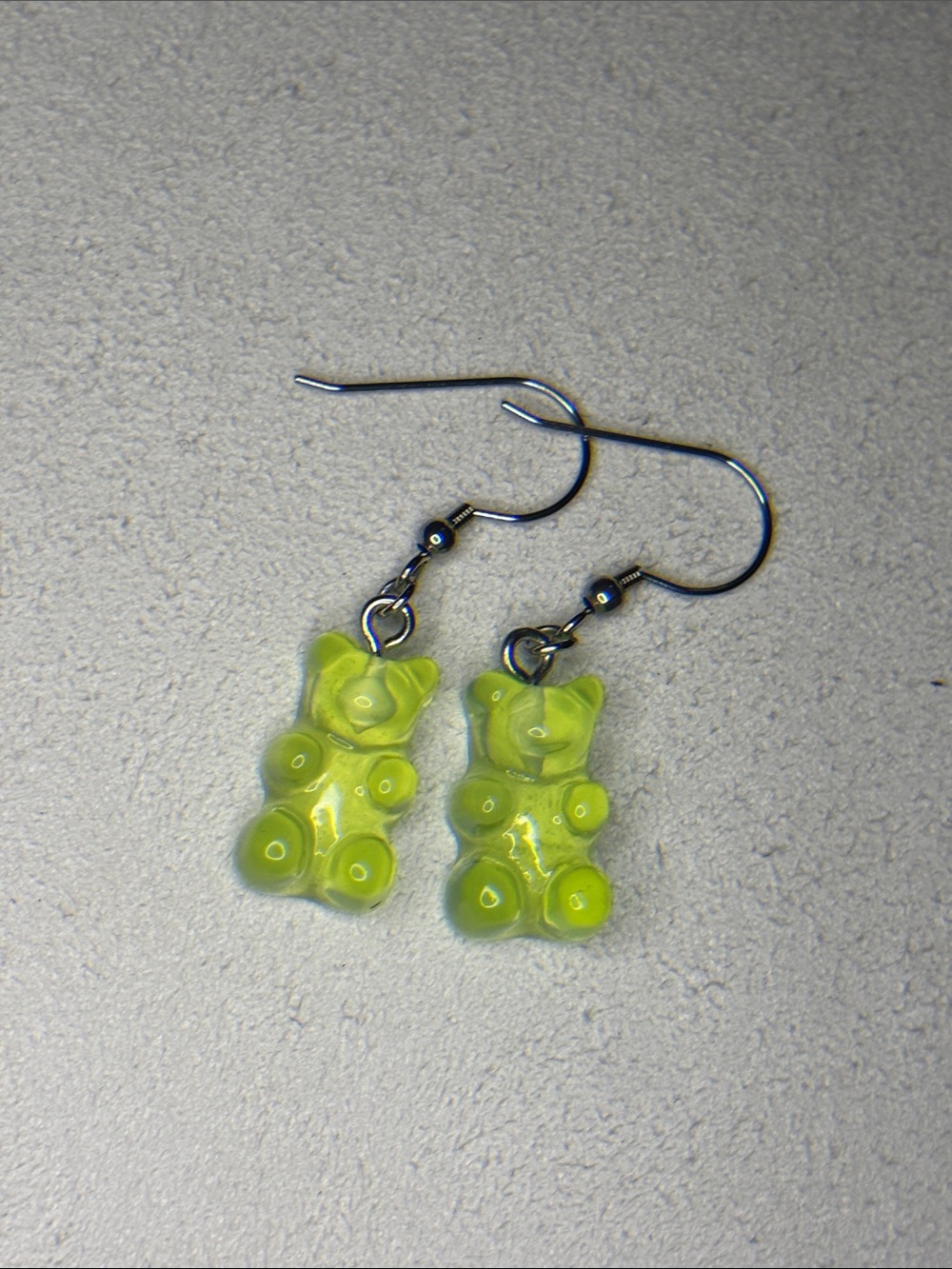 Neon Lime Gummy Bear Dangle Earrings